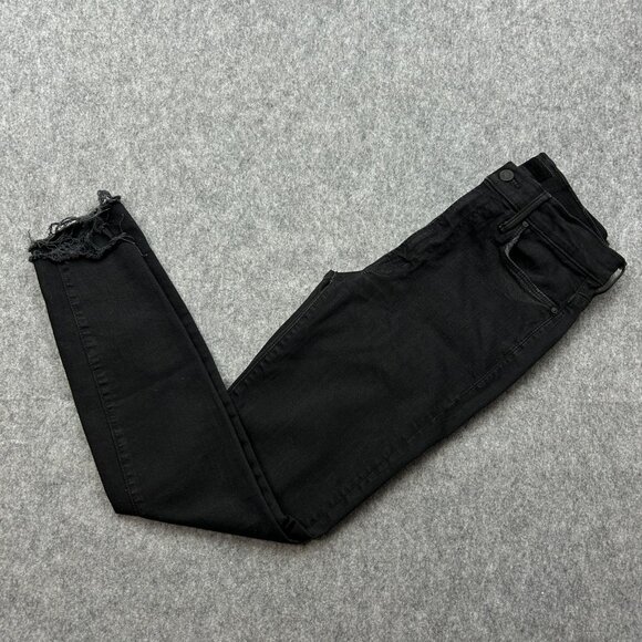 Mother Stunner Zip Ankle Step Fray Jeans Women's Size 27 Not Guilty Black Denim - Picture 1 of 14